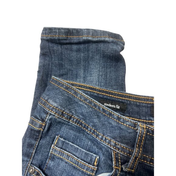 Ana A New Approach Modern Fit Distressed Blue Denim Jeans 2 Buttons Size 8 - Picture 3 of 5